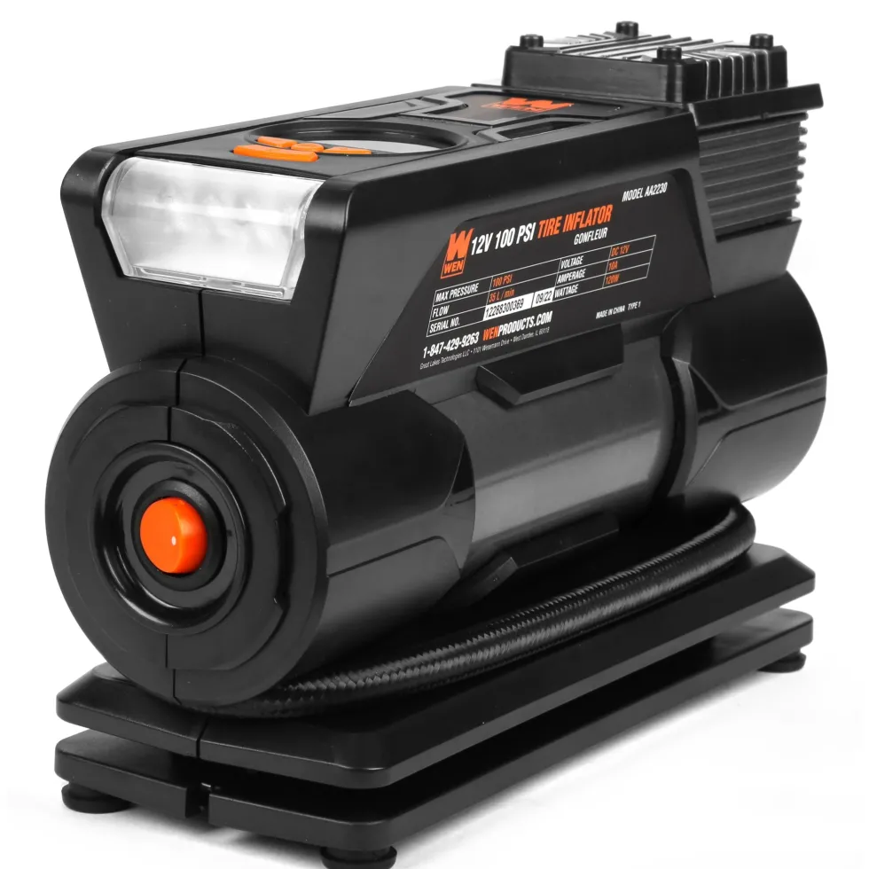 WEN AA2230 12V 100 PSI 1.25 CFM Portable Air Compressor and Tire Inflator with Carrying Case