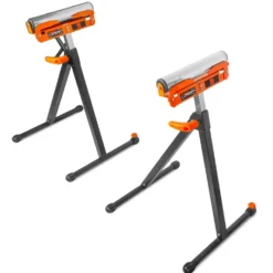 WEN 4289-2 Adjustable Roller Stands with Edge Guide, Two Pack, 500-Pound Capacity