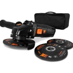WEN 94475 7.5-Amp 4-1/2-Inch Angle Grinder with Reversible Handle, Three Grinding Discs, and Carrying Case