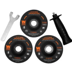 WEN 94475 7.5-Amp 4-1/2-Inch Angle Grinder with Reversible Handle, Three Grinding Discs, and Carrying Case