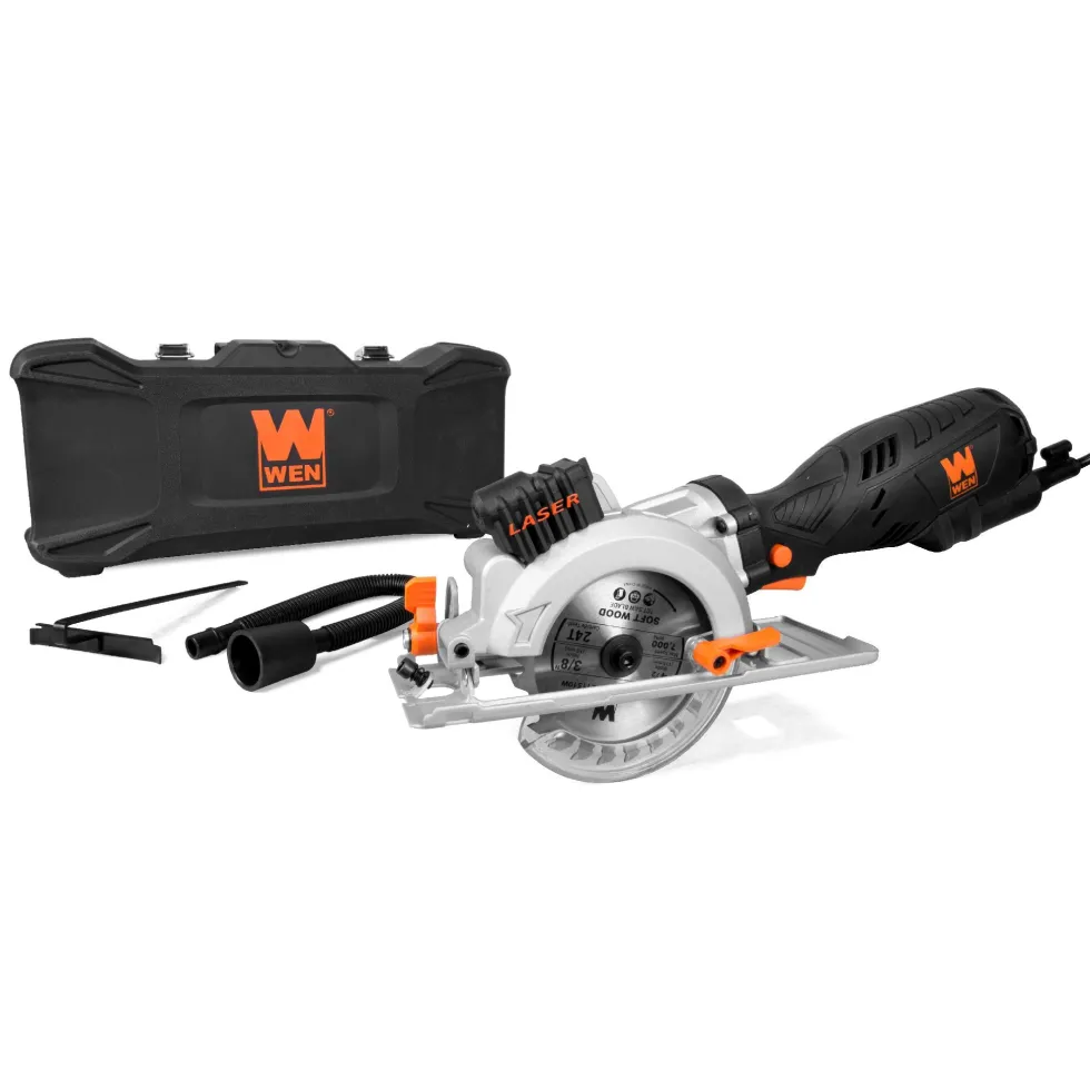 WEN 3625 5-Amp 4-1/2-Inch Beveling Compact Circular Saw with Laser and Carrying Case