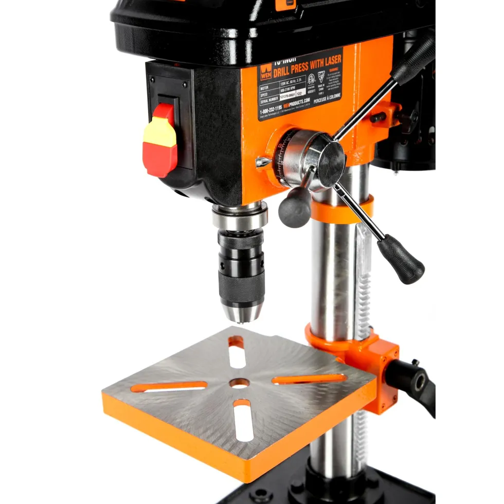 WEN 4211 3.2-Amp 10-Inch 5-Speed Cast Iron Benchtop Drill Press with Laser and Keyless Chuck