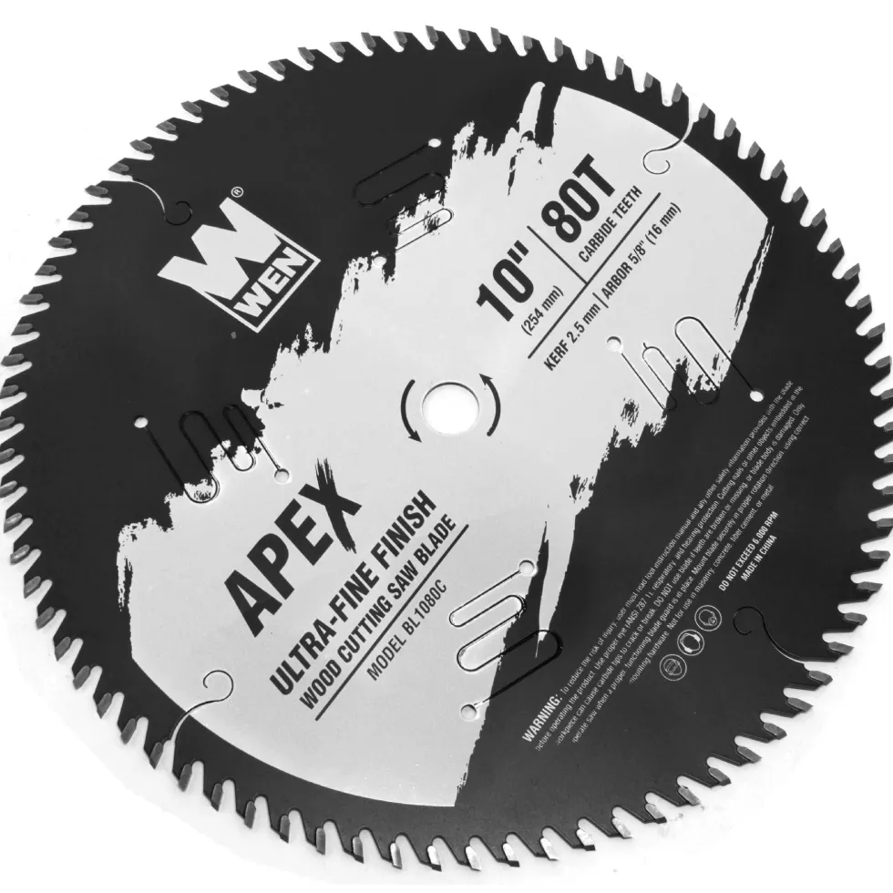 WEN BL1080C Apex 10-Inch 80-Tooth Carbide-Tipped Ultra-Fine-Finish Industrial-Grade Woodworking Saw Blade with Cool-Cut Coating