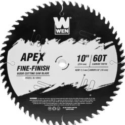 WEN BL1060C Apex 10-Inch 60-Tooth Carbide-Tipped Fine-Finish Industrial-Grade Woodworking Saw Blade with Cool-Cut Coating
