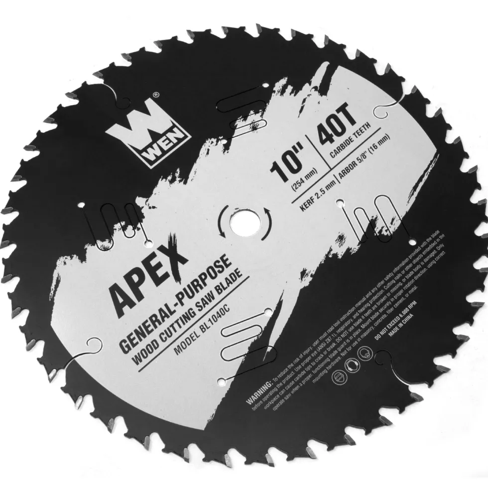 WEN BL1040C Apex 10-Inch 40-Tooth Carbide-Tipped General-Purpose Industrial-Grade Woodworking Saw Blade with Cool-Cut Coating