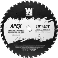 WEN BL1040C Apex 10-Inch 40-Tooth Carbide-Tipped General-Purpose Industrial-Grade Woodworking Saw Blade with Cool-Cut Coating