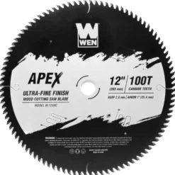 WEN BL1200C Apex 12-Inch 100-Tooth Carbide-Tipped Ultra-Fine-Finish Industrial-Grade Woodworking Saw Blade with Cool-Cut Coating