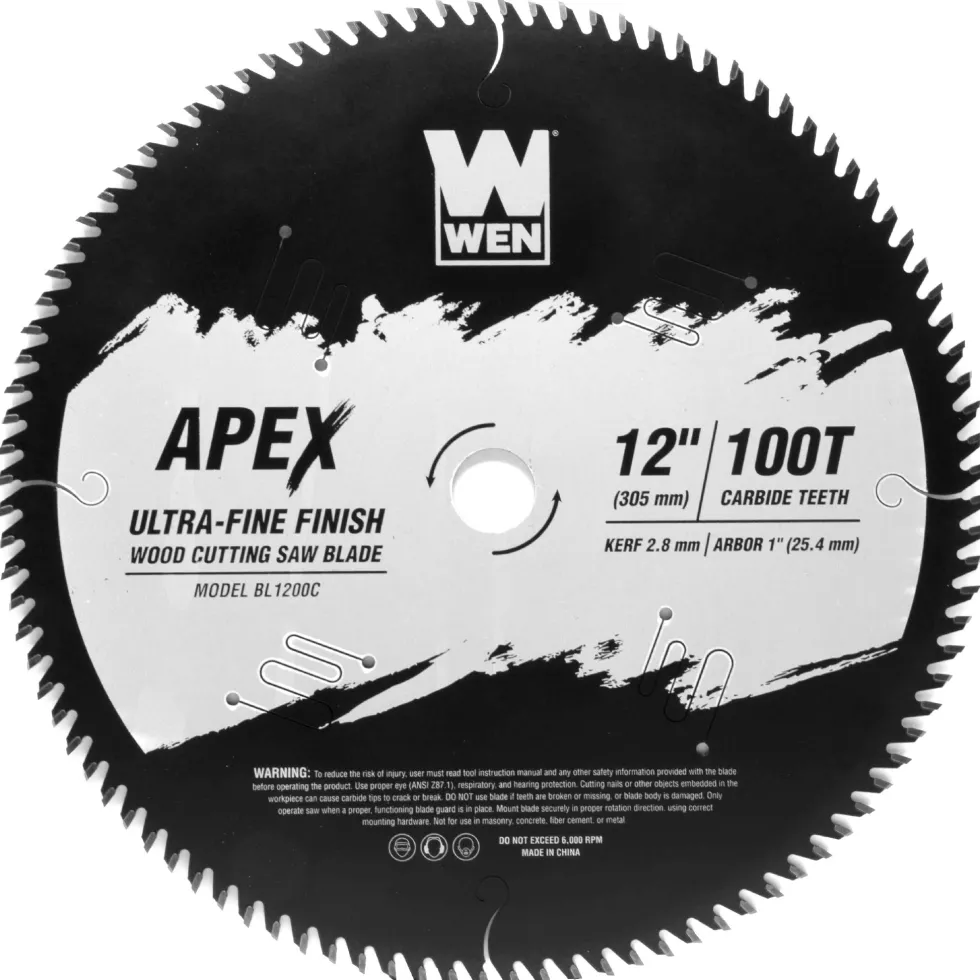 WEN BL1200C Apex 12-Inch 100-Tooth Carbide-Tipped Ultra-Fine-Finish Industrial-Grade Woodworking Saw Blade with Cool-Cut Coating