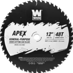 WEN BL1248C Apex 12-Inch 48-Tooth Carbide-Tipped General-Purpose Industrial-Grade Woodworking Saw Blade with Cool-Cut Coating