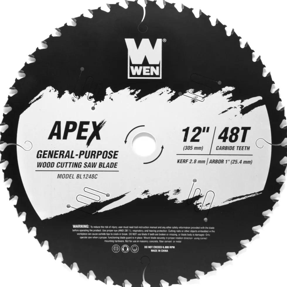 WEN BL1248C Apex 12-Inch 48-Tooth Carbide-Tipped General-Purpose Industrial-Grade Woodworking Saw Blade with Cool-Cut Coating