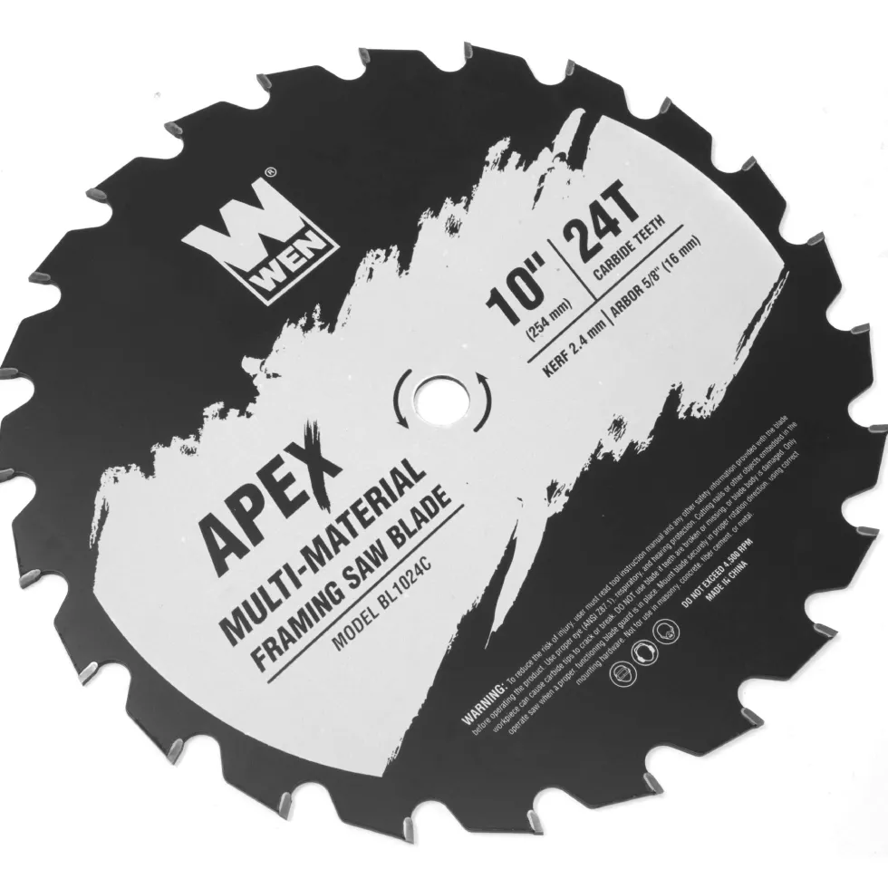 WEN BL1024C Apex 10-Inch 24-Tooth Carbide-Tipped Multi-Material Industrial-Grade Framing Saw Blade with Cool-Cut Coating
