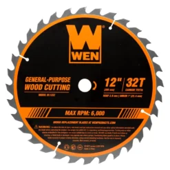 WEN BL1232-2 12-Inch 32-Tooth and 80-Tooth Carbide-Tipped Professional Woodworking Saw Blade Set, Two Pack