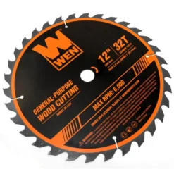 WEN BL1232-2 12-Inch 32-Tooth and 80-Tooth Carbide-Tipped Professional Woodworking Saw Blade Set, Two Pack