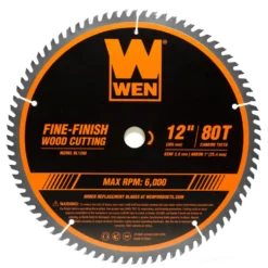 WEN BL1232-2 12-Inch 32-Tooth and 80-Tooth Carbide-Tipped Professional Woodworking Saw Blade Set, Two Pack