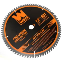 WEN BL1232-2 12-Inch 32-Tooth and 80-Tooth Carbide-Tipped Professional Woodworking Saw Blade Set, Two Pack