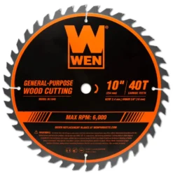 WEN BL1040 10-Inch 40-Tooth Carbide-Tipped Professional Woodworking Saw Blade for Miter Saws and Table Saws