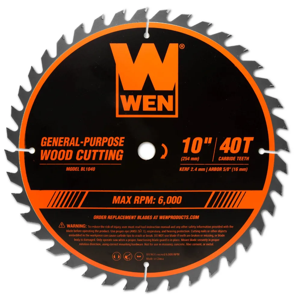 WEN BL1040 10-Inch 40-Tooth Carbide-Tipped Professional Woodworking Saw Blade for Miter Saws and Table Saws