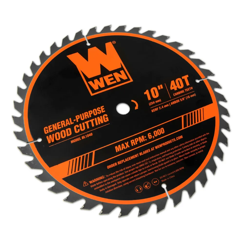 WEN BL1040 10-Inch 40-Tooth Carbide-Tipped Professional Woodworking Saw Blade for Miter Saws and Table Saws