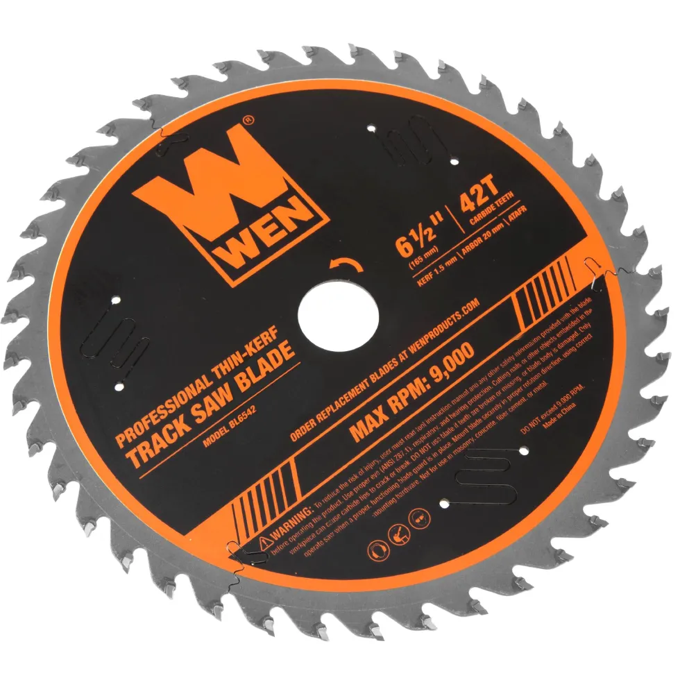 WEN BL6542 6.5-Inch 42-Tooth Carbide-Tipped Thin-Kerf Professional ATAFR Track Saw Blade
