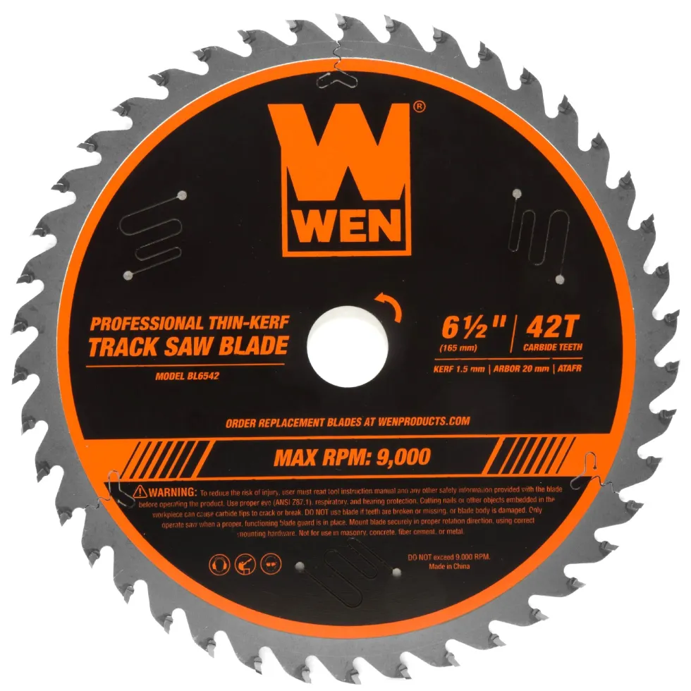 WEN BL6542 6.5-Inch 42-Tooth Carbide-Tipped Thin-Kerf Professional ATAFR Track Saw Blade