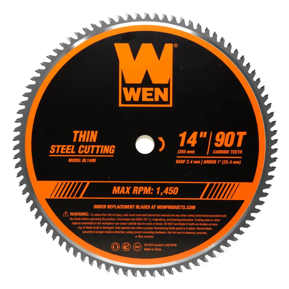 WEN BL1490 14-Inch 90-Tooth Carbide-Tipped Professional Metal Saw Blade for Thin Steel Cutting