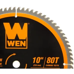 WEN BL1080 10-Inch 80-Tooth Carbide-Tipped Ultra-Fine Finish Professional Woodworking Saw Blade for Miter Saws and Table Saws