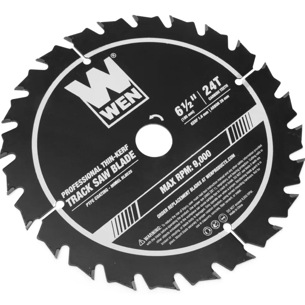 WEN BL6525 6.5-Inch 24-Tooth Carbide-Tipped Thin-Kerf Professional Track Saw Blade with PTFE Coating