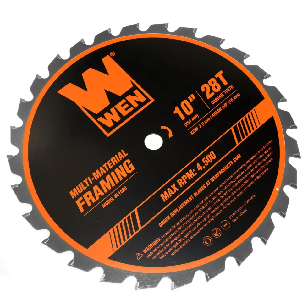 WEN BL1028 10-Inch 28-Tooth Carbide-Tipped Professional Multi-Material Framing Saw Blade