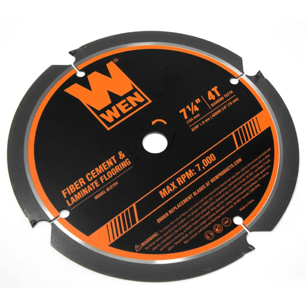 WEN BL0704 7-1/4-Inch 4-Tooth Diamond-Tipped (PCD) Professional Circular Saw Blade for Fiber Cement and Laminate Flooring