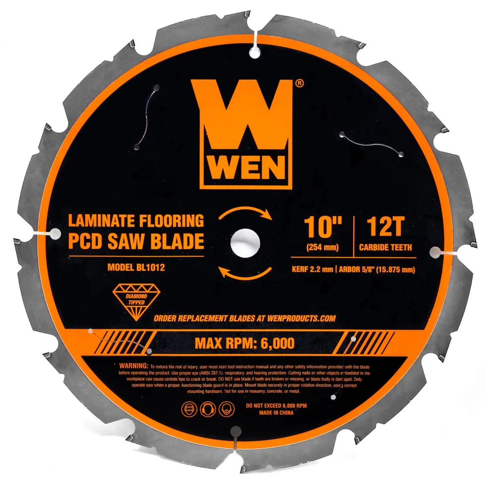 WEN BL1012 10-Inch 12-Tooth Diamond-Tipped (PCD) Professional Circular Saw Blade for Fiber Cement and Laminate Flooring