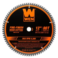 WEN BL1280 12-Inch 80-Tooth Fine-Finish Professional Woodworking Saw Blade for Miter Saws and Table Saws