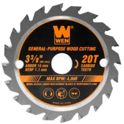 WEN BL0320 3-3/8-Inch 20-Tooth Professional Woodworking Saw Blade for Compact and Mini Circular Saws