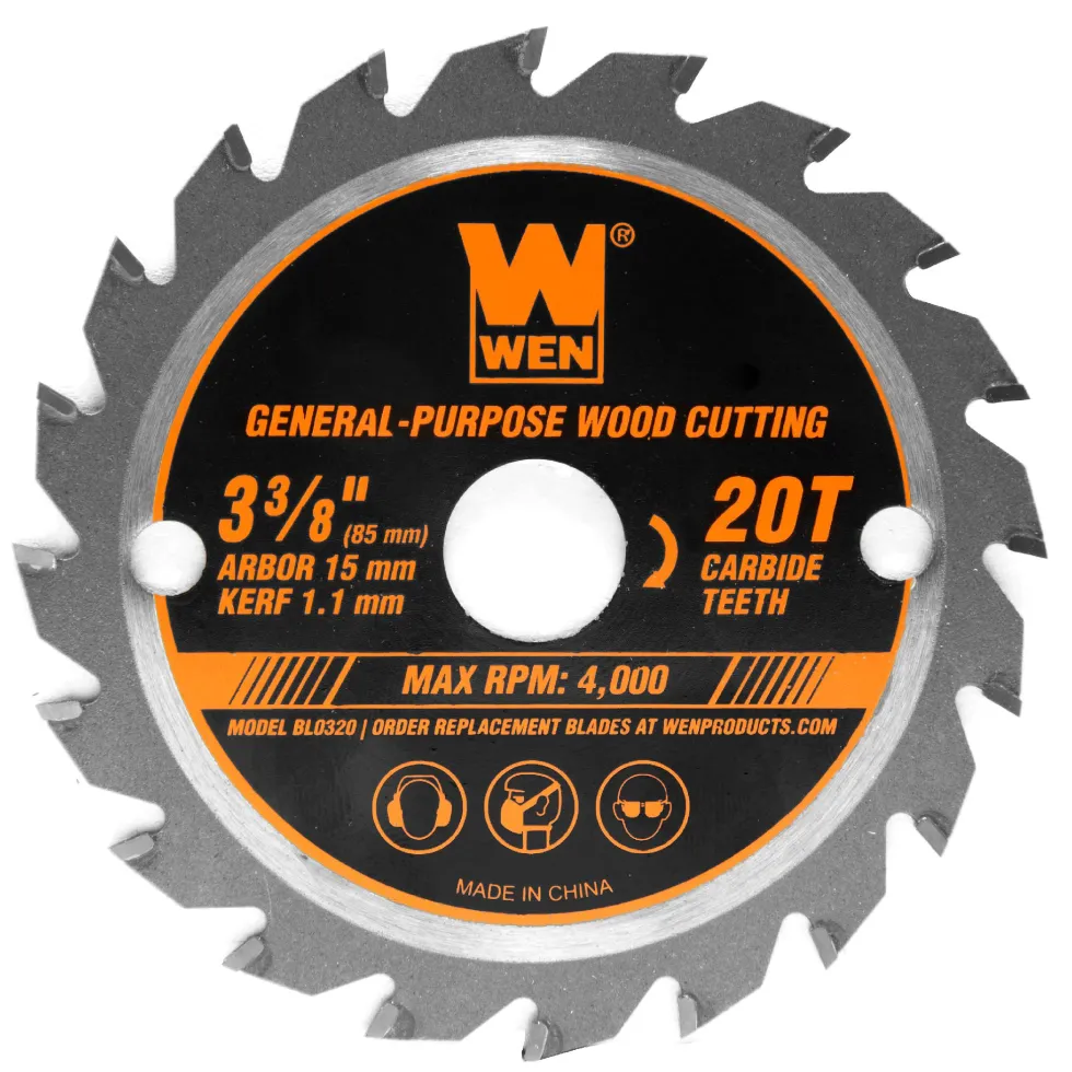 WEN BL0320 3-3/8-Inch 20-Tooth Professional Woodworking Saw Blade for Compact and Mini Circular Saws