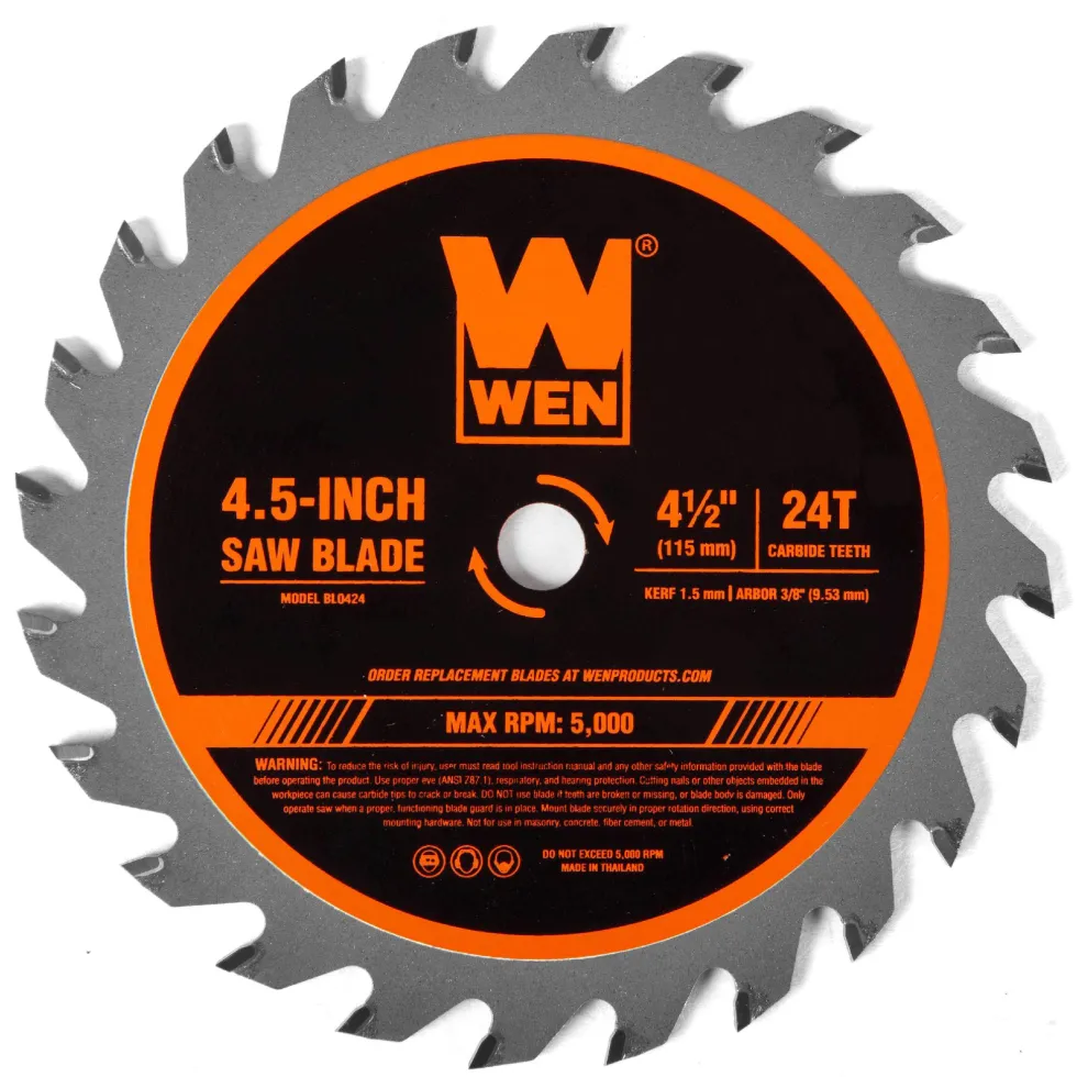 WEN BL0424 4-1/2-Inch 24-Tooth Woodworking Saw Blade for Compact and Mini Circular Saws, Three Pack