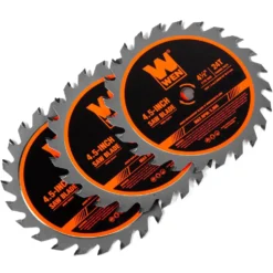 WEN BL0424 4-1/2-Inch 24-Tooth Woodworking Saw Blade for Compact and Mini Circular Saws, Three Pack