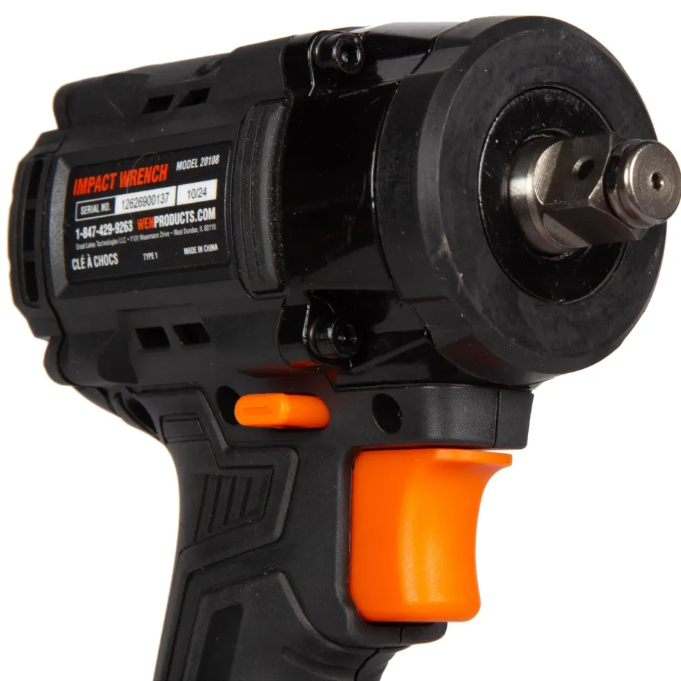 WEN 20108BT 20V Max Brushless Cordless Compact 1/2-Inch Impact Wrench with SmartStop (Tool Only – Battery Not Included)
