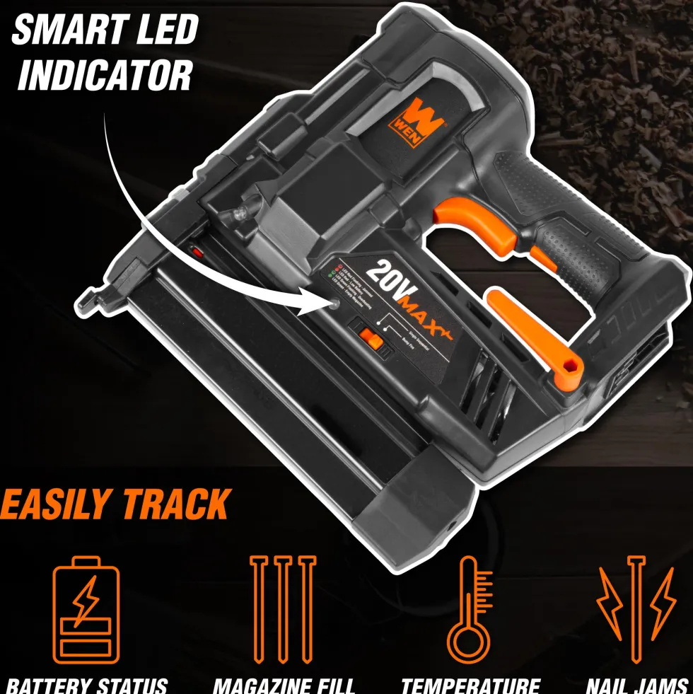 WEN 20512BT 20V Max Cordless 18-Gauge Brad Nailer (Tool Only – Battery Not Included)