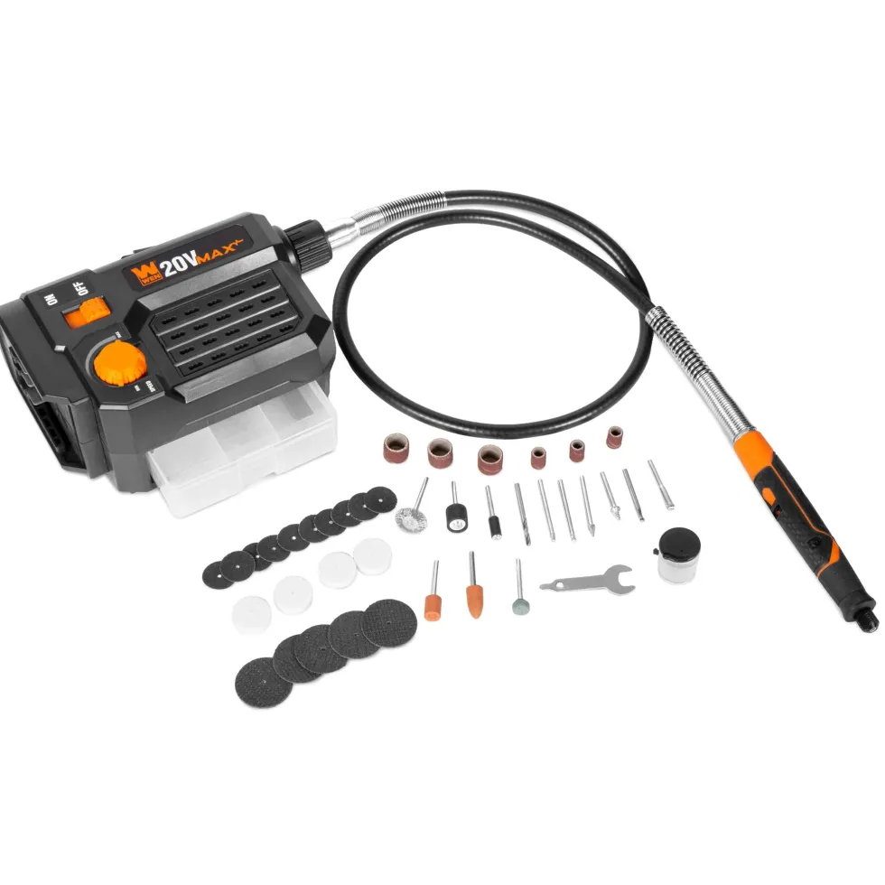 WEN 20923BT 20V Max Cordless Variable Speed Rotary Tool Station with Flex Shaft and 40 Accessories (Tool Only – Battery Not Included)