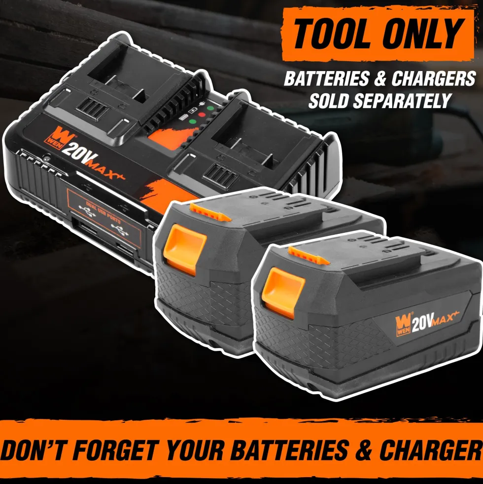 WEN 20691BT 20V Max 6.5-Inch Cordless Brushless Plunge Cut Variable Speed Track Saw (Tool Only – Batteries Not Included)