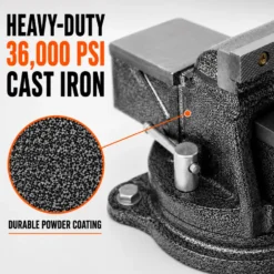 WEN BV454 4-Inch Heavy Duty Cast Iron Bench Vise with Swivel Base