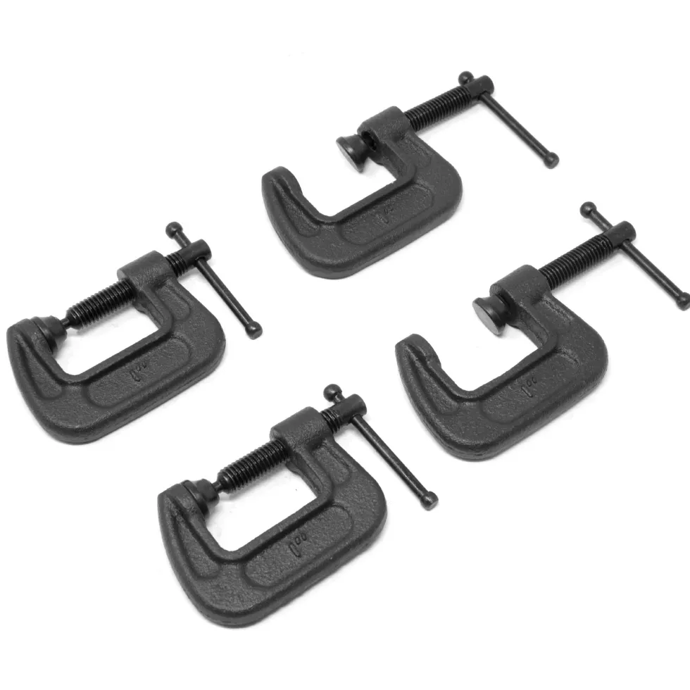 WEN CLC108 Heavy-Duty Cast Iron C-Clamps with 1-Inch Jaw Opening and 0.8-Inch Throat, 4 Pack