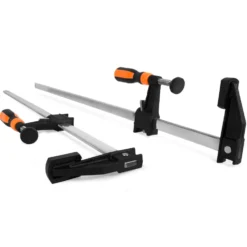 WEN CLF224 24 in. x 2.5 in. Quick-Adjust Steel Bar Clamps with Throat and Micro-Adjustment Handle (2-Pack)