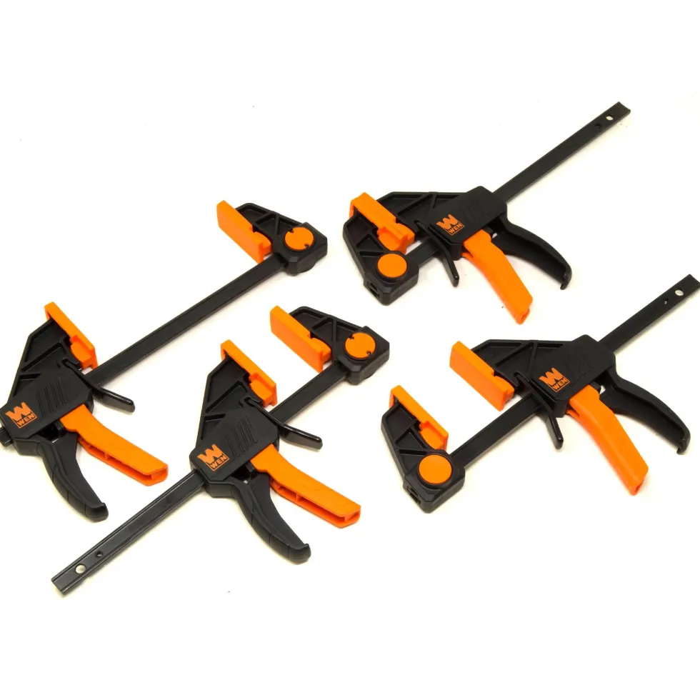 WEN CLR062 6-Inch Heavy Duty Steel Bar Clamps and Spreaders with 2.3-Inch Throat, Four Pack