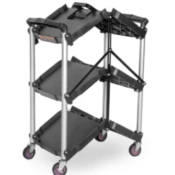 WEN 73065 Compact Foldable Service Utility Cart, Three Tier with 165-Pound Capacity
