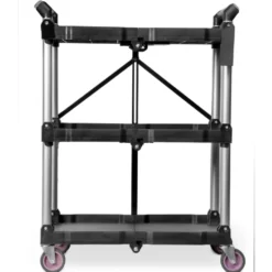 WEN 73065 Compact Foldable Service Utility Cart, Three Tier with 165-Pound Capacity