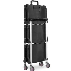 WEN 73065 Compact Foldable Service Utility Cart, Three Tier with 165-Pound Capacity