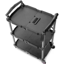 WEN 73065 Compact Foldable Service Utility Cart, Three Tier with 165-Pound Capacity