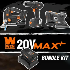 WEN Cordless Drill, Sander, and Jigsaw Bundle, Includes 20V MAX 2.0 Ah Battery and Charger