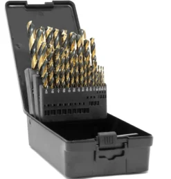 WEN DB292G 29-Piece Fully Ground Black Gold HSS Jobber Drill Bit Set with Carrying Case