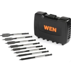 WEN DB818P 8-Piece 6-Inch Wood Spade Bit Set with Carrying Case